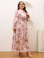 toleen oversized plus size evening maxi dresses womens chic elegant 2022 large long sleeve floral pink party festival clothing