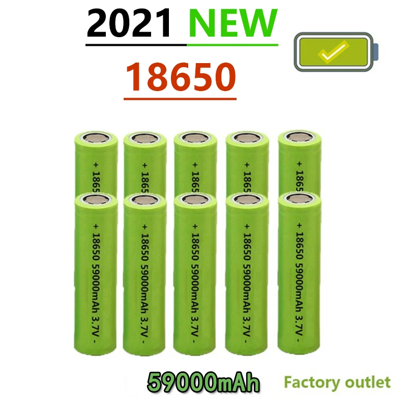 

Large Capacity 59000mAh Rechargeable Battery 18650 3.7V Lithium Battery Suitable for Electronic Toy Headlamp Flashlight Chargin