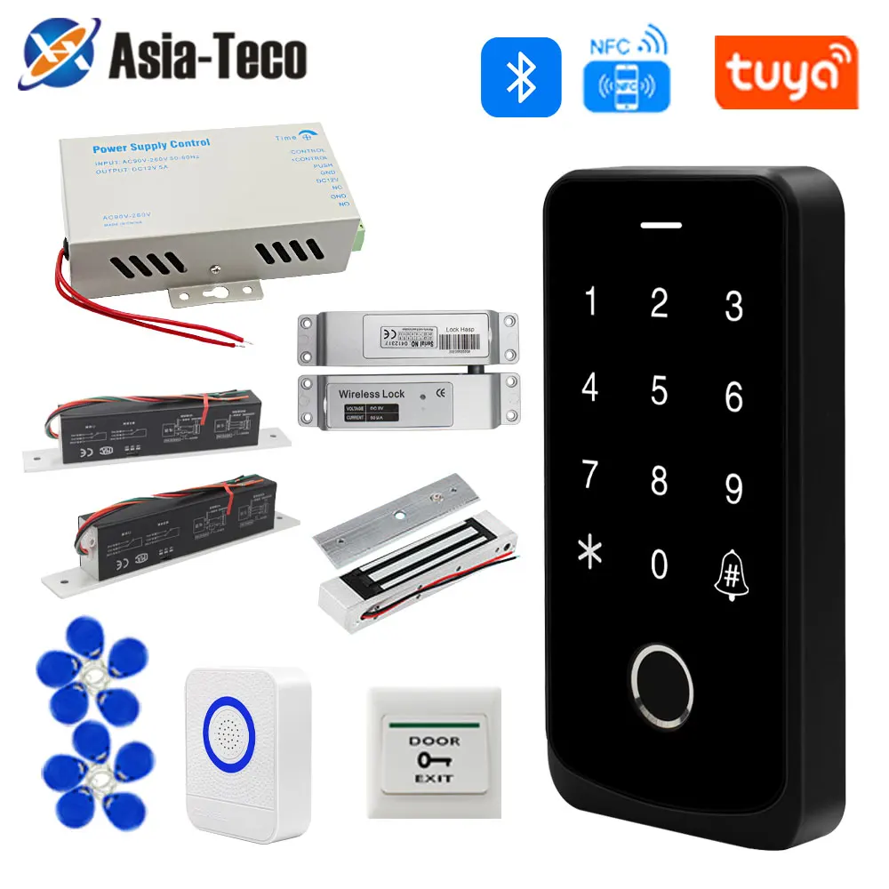 Garage Door Opener Motor Kit Fingerprint Access Controller Bluetooth Power Supply Control Units Tuya App Swing Gate Kit NFC Lock