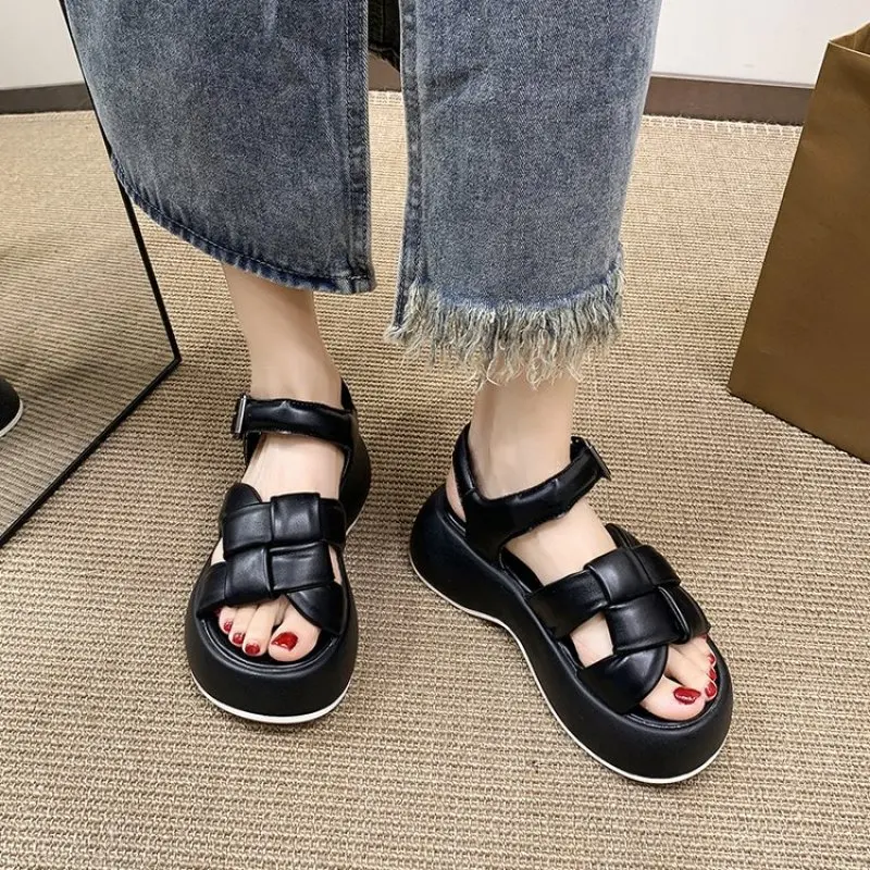 Fashion Flats Platform Sandals Women Casual Shoes 2023 New Trend Thick Dress Rome Slingback Slippers Femme Sandals Slides Summer