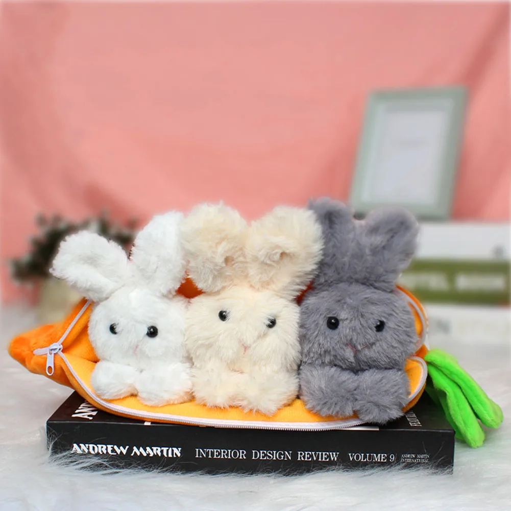 

Cute Carrot Rabbit Doll with Bags Easter Plush Bunny Ornaments Cartoon Dolls Home Decoration Party Pendants Holiday Kids Gift