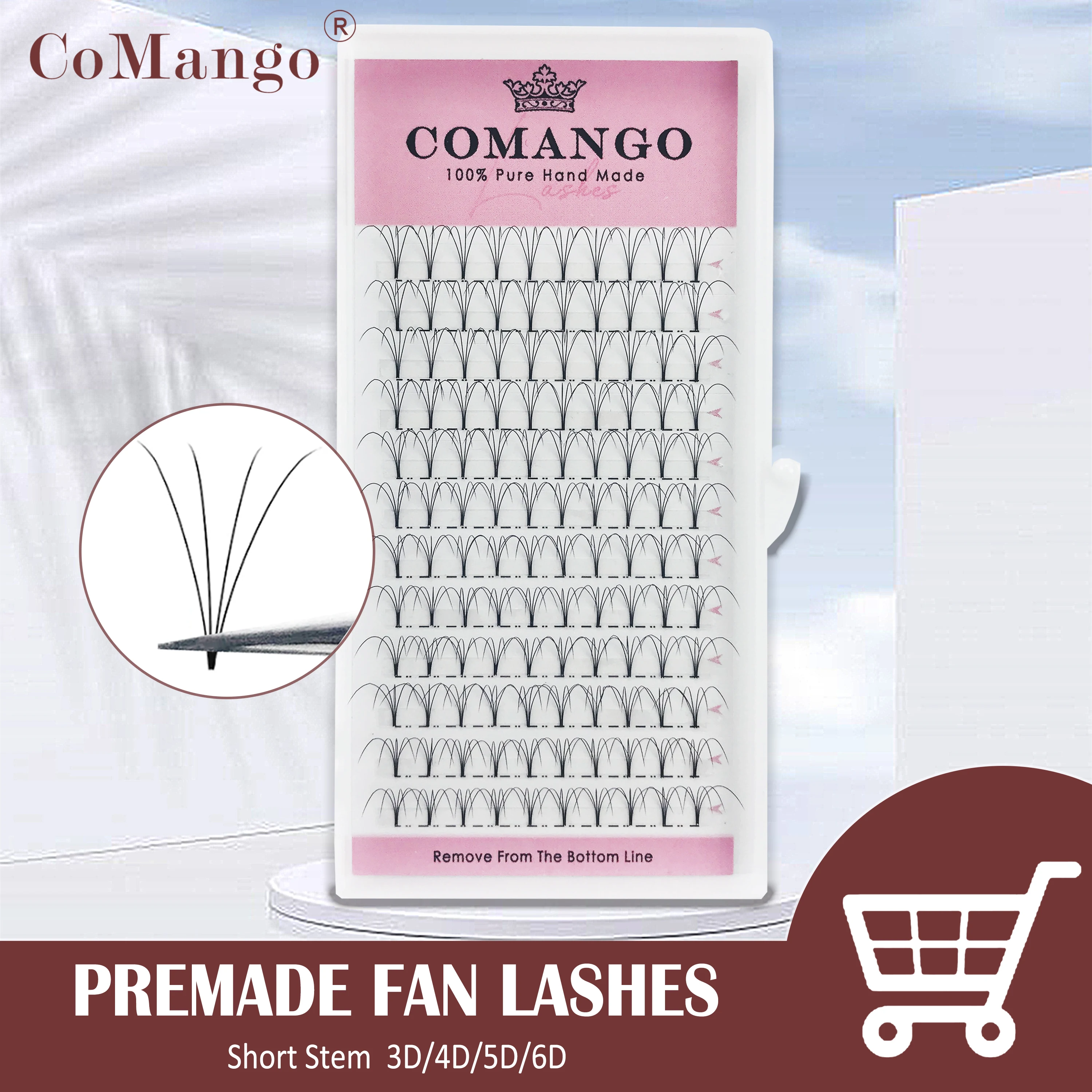 

CoMango 3D/4D/5D/6D Short Stem Volume Eyelash Extensions Handmade Korea PBT Lashes Premade Wide Volume Fans