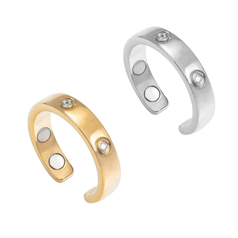 

Opening Adjustable Magnet Pain Relief Ring Women Elegant Crystal Therapy Ring 264E