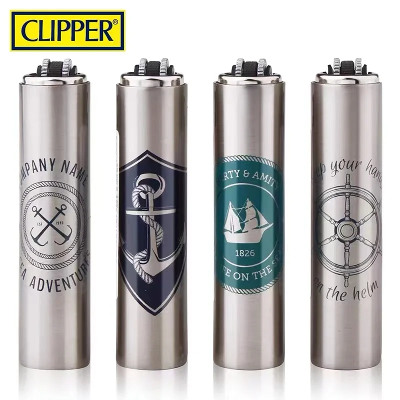 CLIPPER Lighter Portable Metal Brushed Gas Lighter Large Nautical Pattern Pulley Men's Smoking Accessories Gift Series