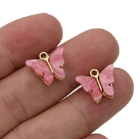 5pcs gold plated rose red butterfly charms pendants for jewelry making necklace diy earrings handmade craft