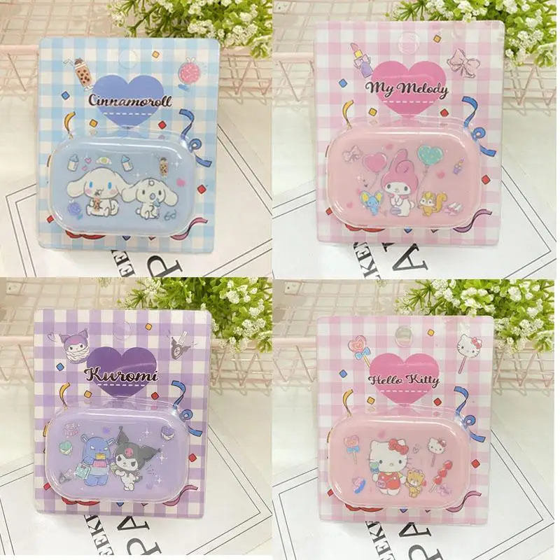 

Чехол Sanrios для контактных линз аниме Melody Kuromi Cinnamoroll, мультяшный легкий переносной контейнер для зеркальных линз, милый подарок на день рожде...