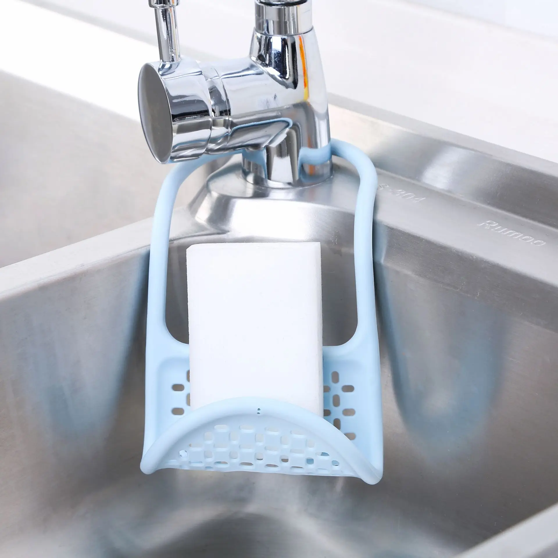 

Sink Shelf Soap Sponge Drain Rack Silicone Storage Basket Bag Faucet Holder Adjustable Bathroom Holder Sink Kitchen Accessorie