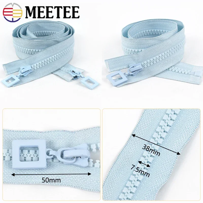 Фото 1 шт. 8 #   Meetee 60-120 см, смоляная молния, открытая молния для куртки, сумки, застежка-молния, одежда, одинарные двойные ползунки, молнии, ремонт шитья №3