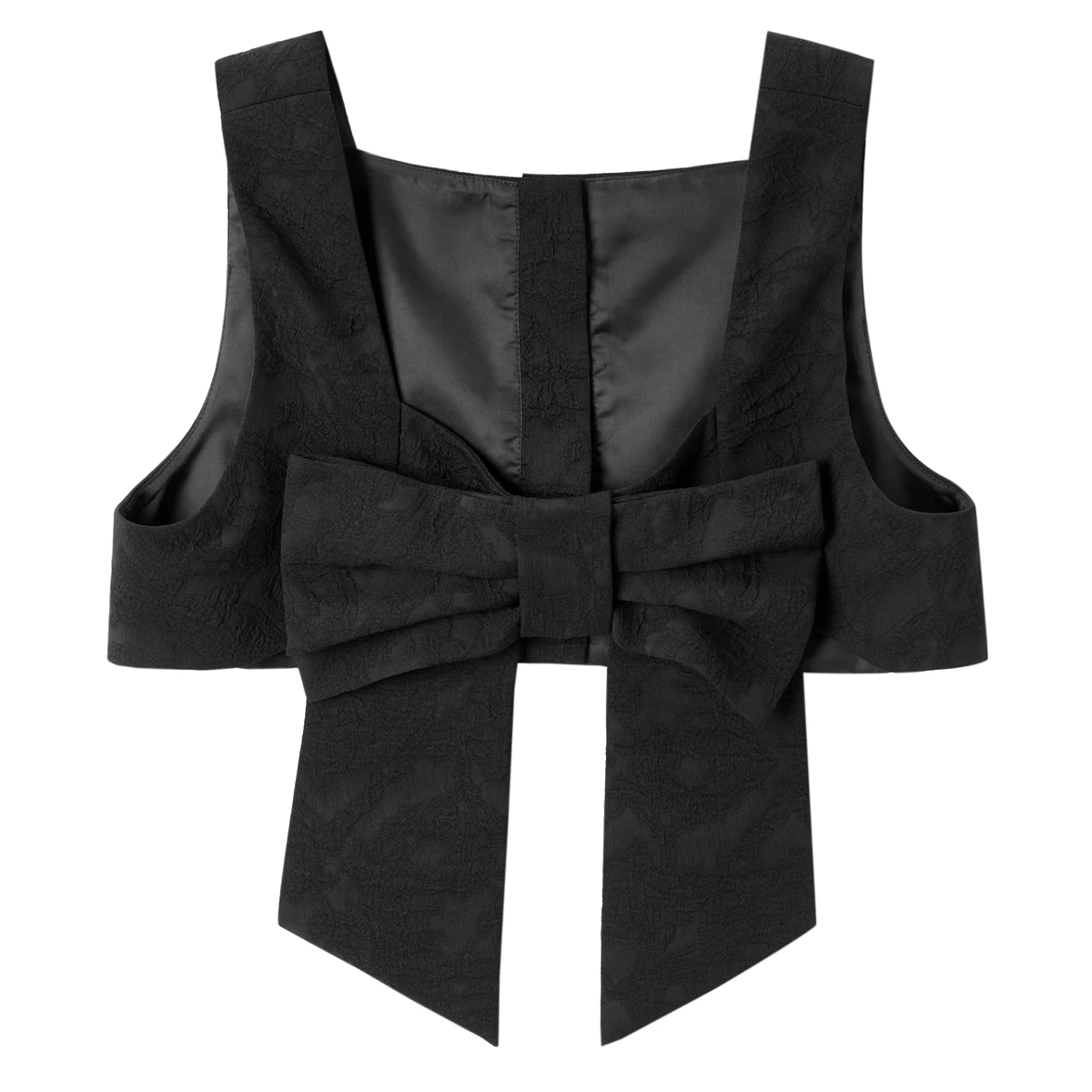 

GetSpring Women Vest Bow Black Short Waistcoat Fashionable All Match Ladies Crop Top 2022 New Arrival High Quality Tank Top