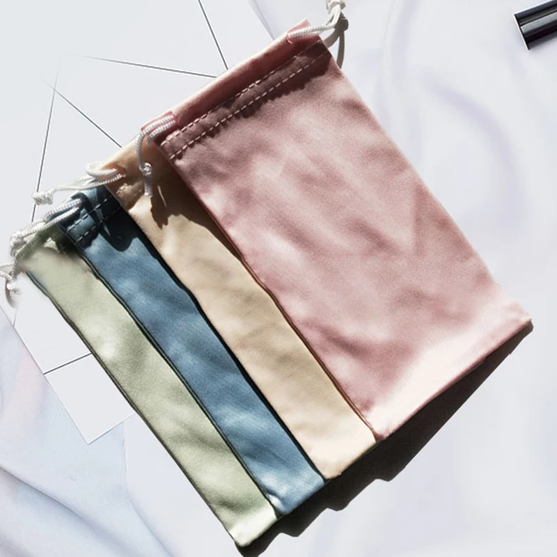 

New Drawstring Sunglasses Bag Soft Leather Reading Glasses Case Fashion Simple Eyewear Storage Bags Eyeglasses Accessories