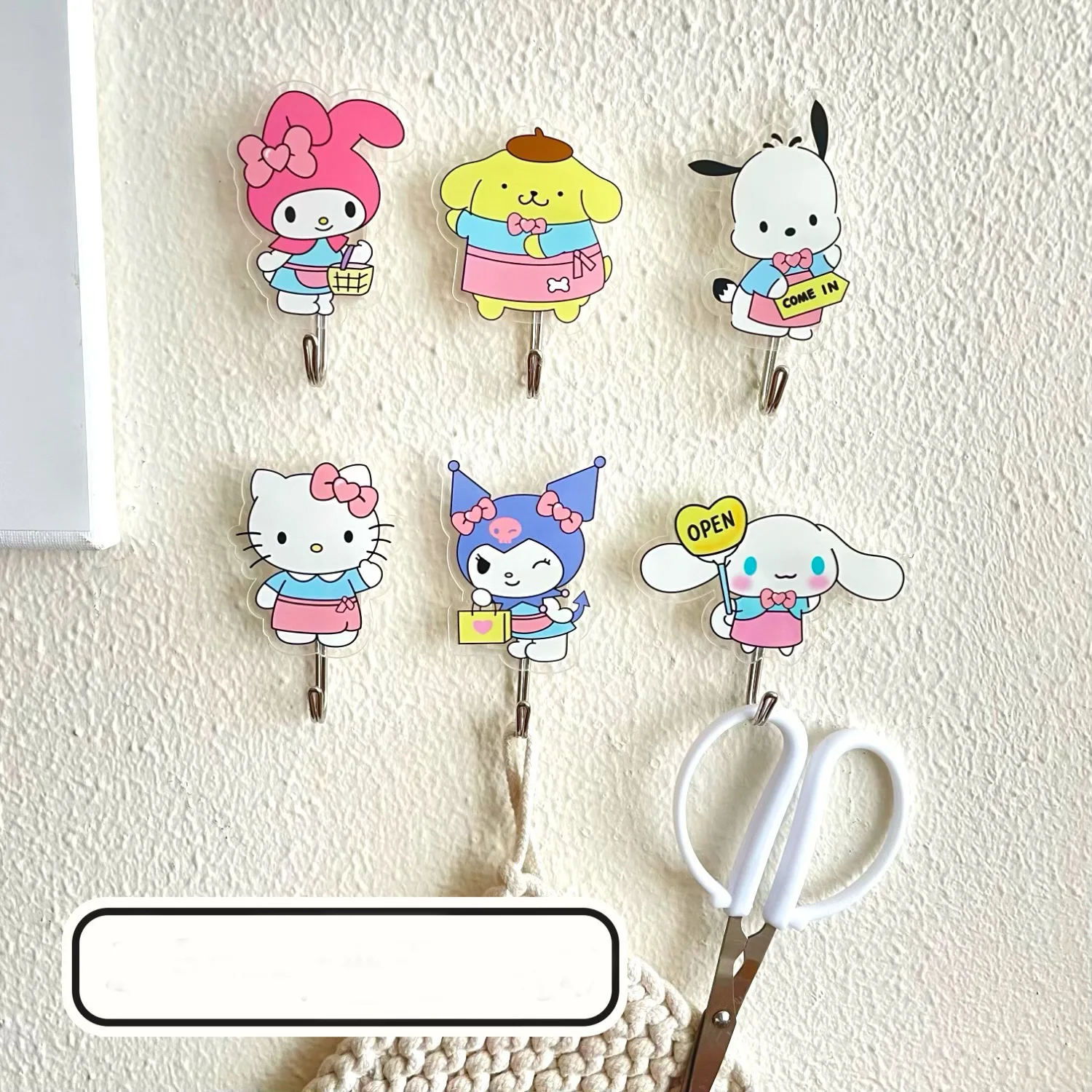 

Kawaii Sanrio Hellokitty Kuromi Cinnamoroll Mymelody Hook Cute Anime Traceless Hook Room Decoration Bathroom Kitchen Accessories