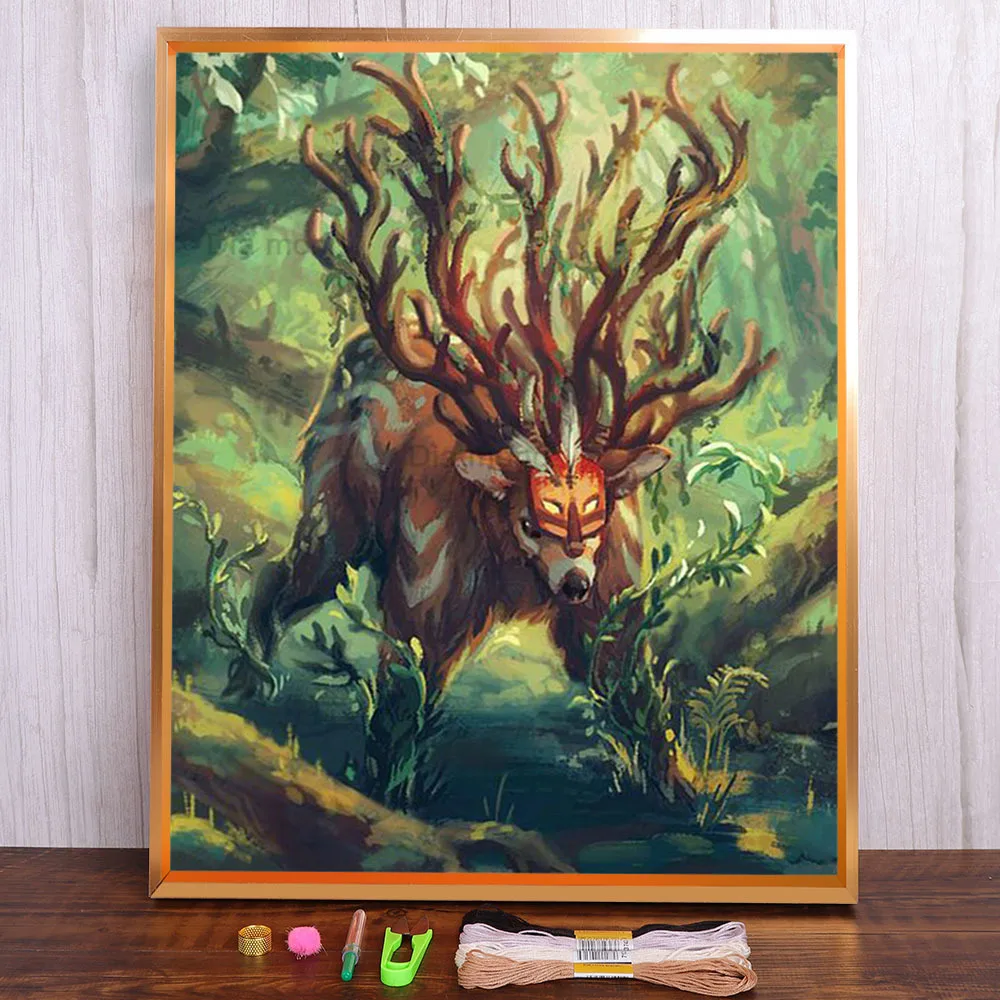 

Mythical Beast Dragon Horse Fox Printed Fabric 11CT Cross-Stitch Embroidery Complete Kit DMC Threads Handiwork work Magic