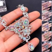 meibapj luxurious natural opaltopaz fashion pendant necklace 925 pure silver colorful stone fine wedding jewelry for women