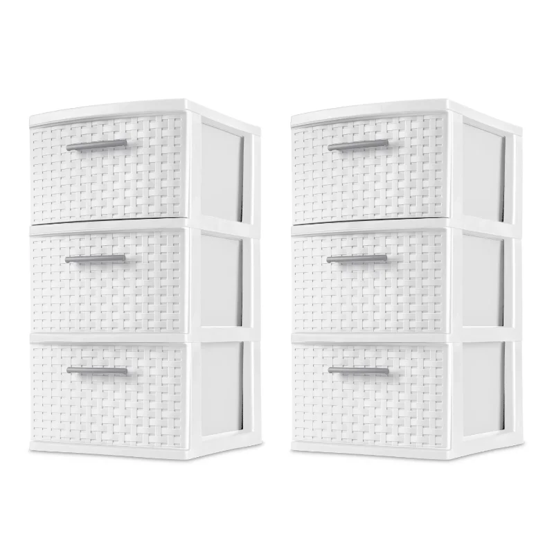 

3 Drawer Weave Tower Plastic, White, Set of 2 cajonera oficina mueble cajonera oficina mueble filing cabinet
