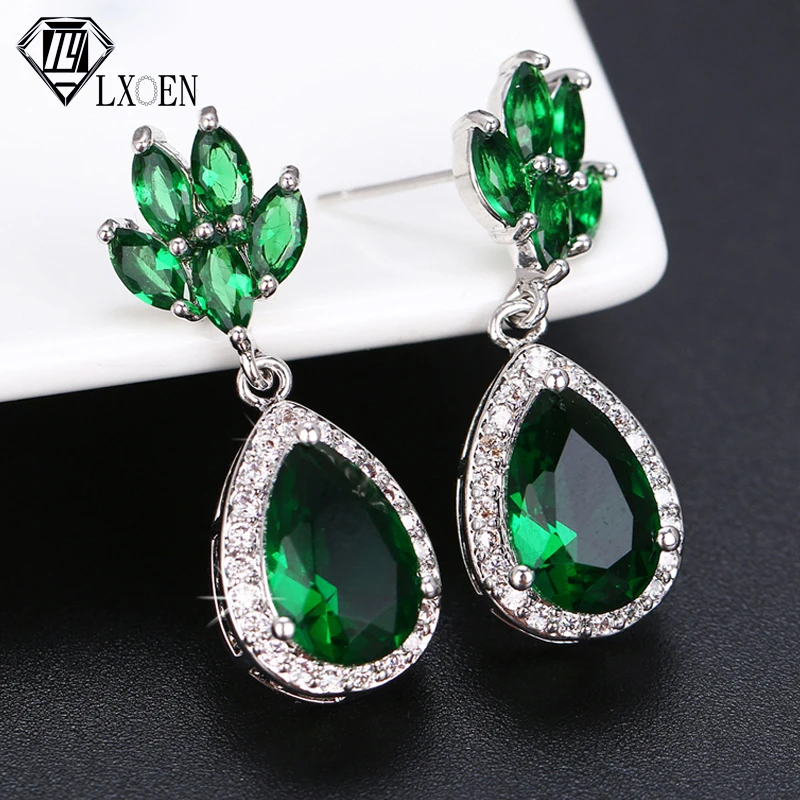 

Fashion Marquise Zirconia Bridal Drop Earrings for Women White Gold Color Luxury Crystal Blue Earrings Jewelry Gift