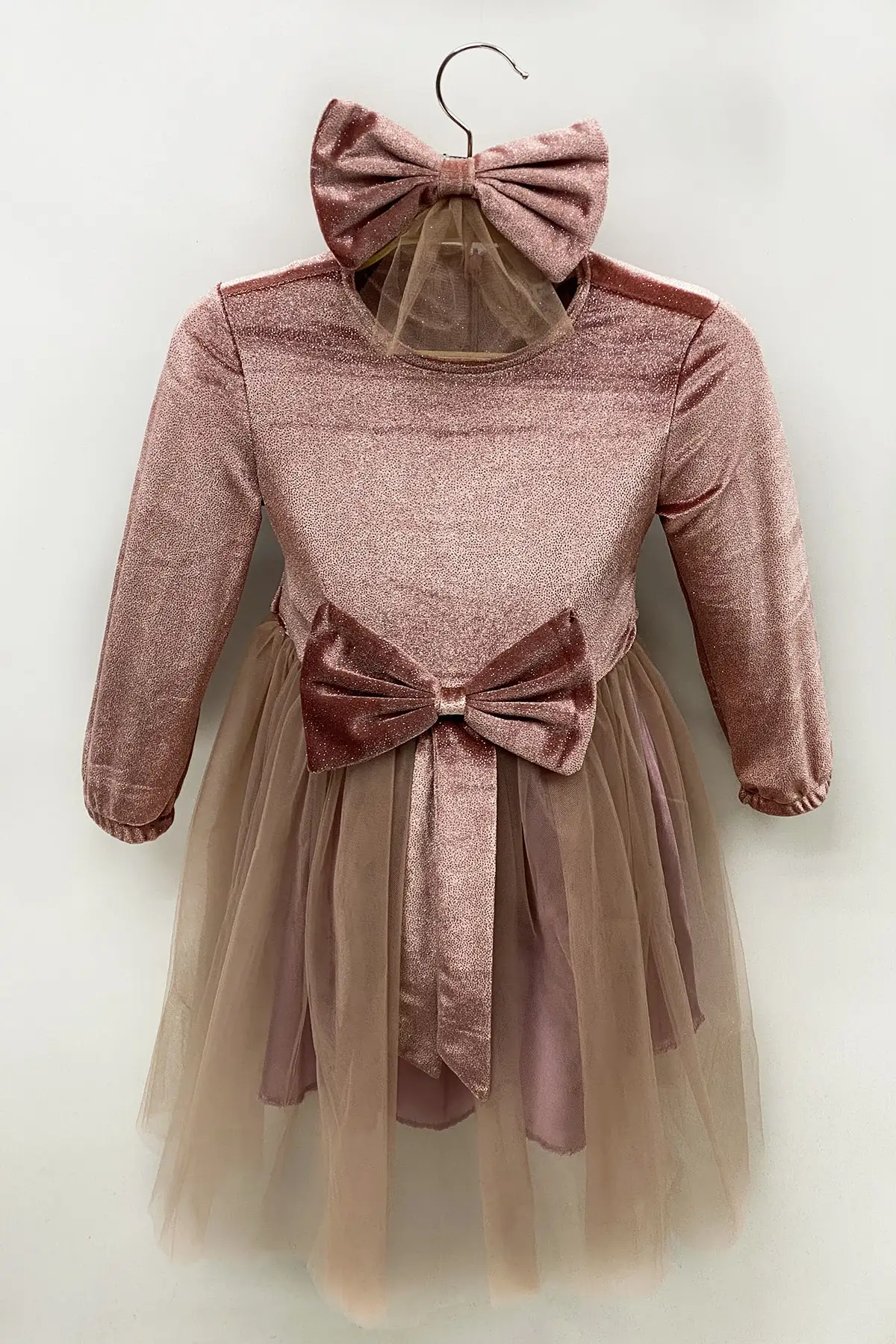 

Ассортическое бархатное платье из тюля для девочек, размер до колена