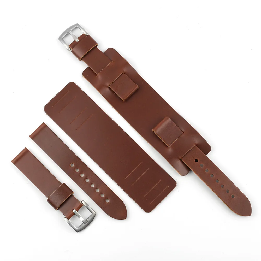 

Retro Brown Cowhide Leather Strap 20mm Watchband Prevent Allergy Wrist Belt Bracelet for Man Women Replacement Watch Accessories