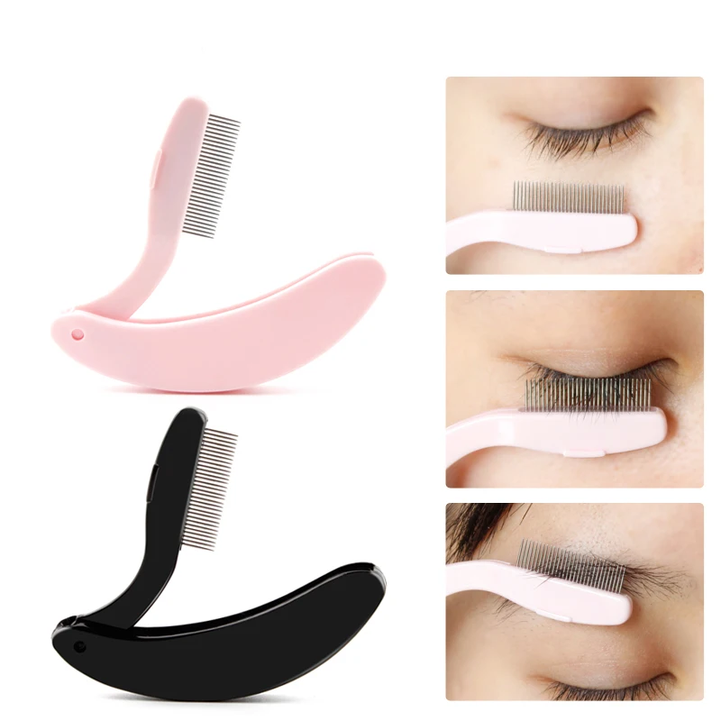 

Foldable Ultra-fine Steel Needle Eyebrow Eyelashes Eye Brow Extension Brush Metal Comb Cosmetic Makeup Tools Pink Black