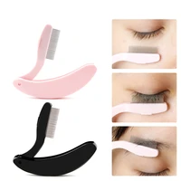 foldable ultra fine steel needle eyebrow eyelashes eye brow extension brush metal comb cosmetic makeup tools pink black
