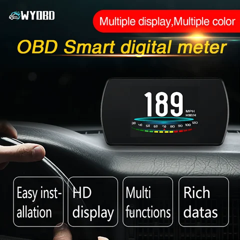WYOBD OBD2 GPS HUD Автомобильный бортовой компьютер 4,3 "HD TFT цифровой проектор скорости OBD дисплей верхней части охлаждающей жидкости топлива код неисправности Очистка