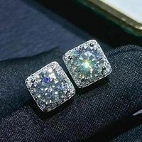 huitan crystal cubic zirconia stud earrings simple square shaped ear accessories fashion wedding engagement jewelry for women