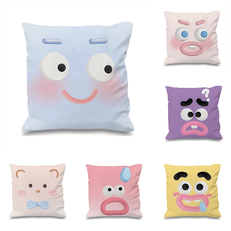 

Cute Line Expression 50x50 Cushion Cover 45x45 Cushions Covers Sofa Decorative Pillow Home Decor Pilow Cases Car Decoration Bed