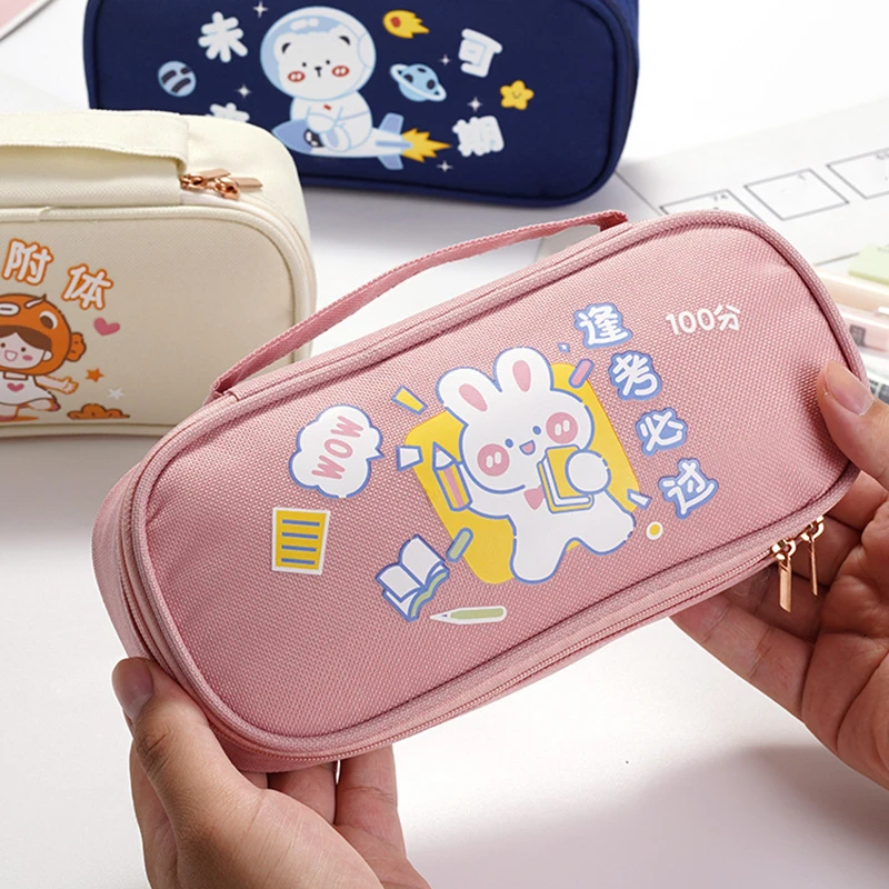 

Creative Cartoon Large Capacity Pencil Case Portable Storage Pouch Kawaii Stationery Pencil Bag Student Kids Gift School Office