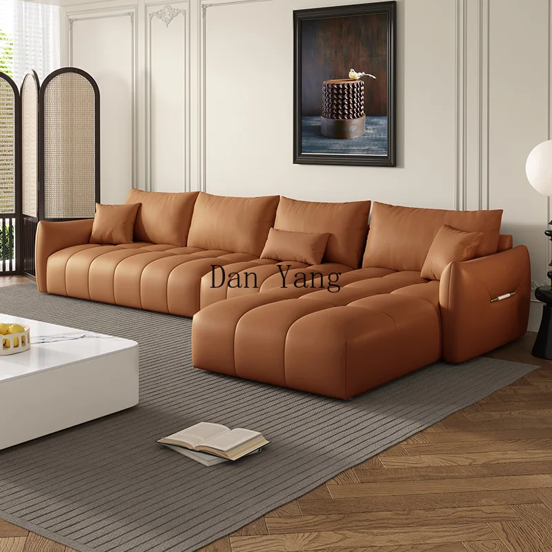 YJ минималистичный кожаный диван для гостиной легкий роскошный пуховый принцессы