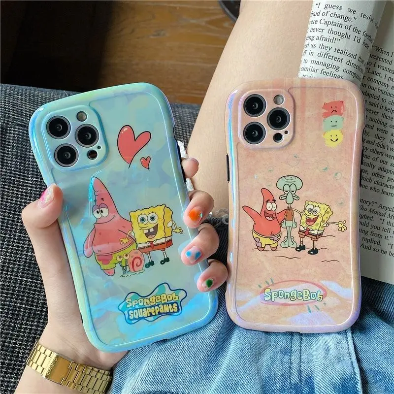 

Cartoon SpongeBobs Best Friends Phone Cases For iPhone 13 12 11 Pro Max Mini XR XS MAX Back Y2k Girl Shockproof Soft Shell