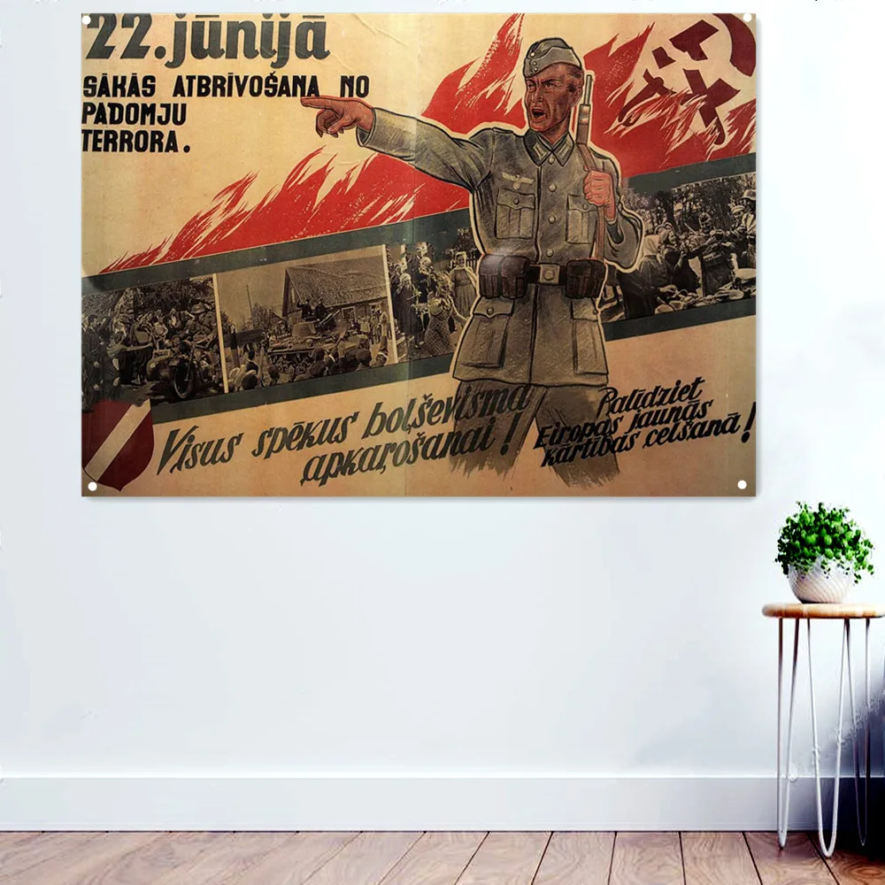 

Настенные художественные плакаты и принты история времен Второй мировой войны, Картина на холсте, баннер вермахта, настенный подвесной фла...