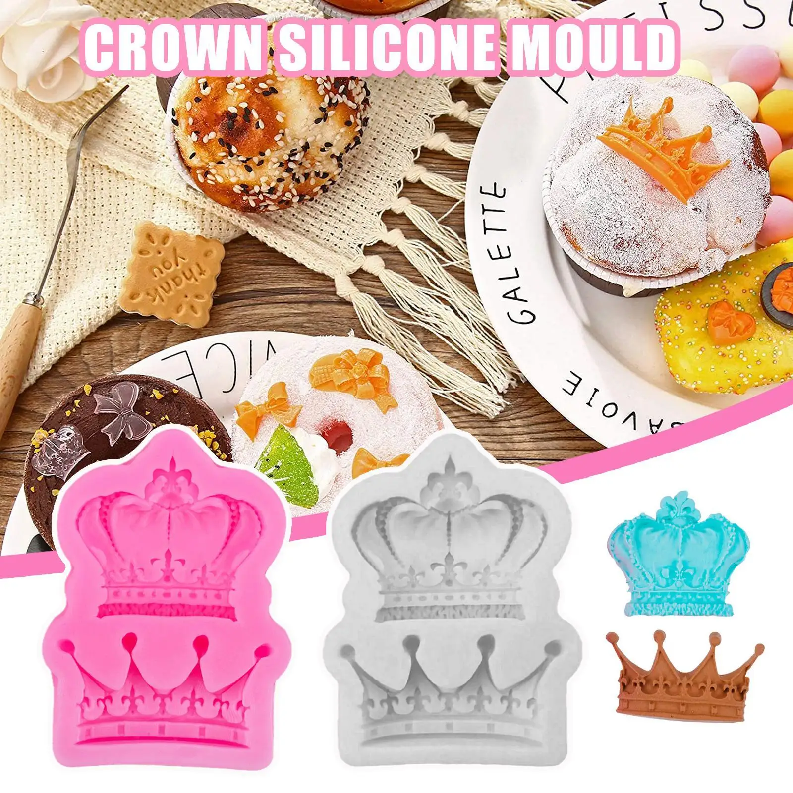 

Silicone Mold Cake Molding Princess Queen Crown Fondant Sugar Craft Cupcake Decorating Tools Clay Resin Molds