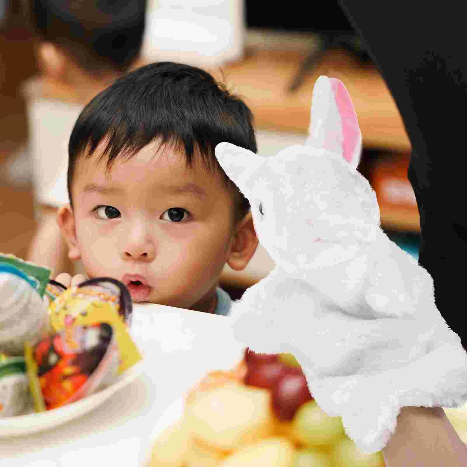 

2 Pcs Hand Puppet Early Education Toy Plush Animal Puppets Cartoon Animals Rabbit For Kids Finger Baby Bunny Interactive