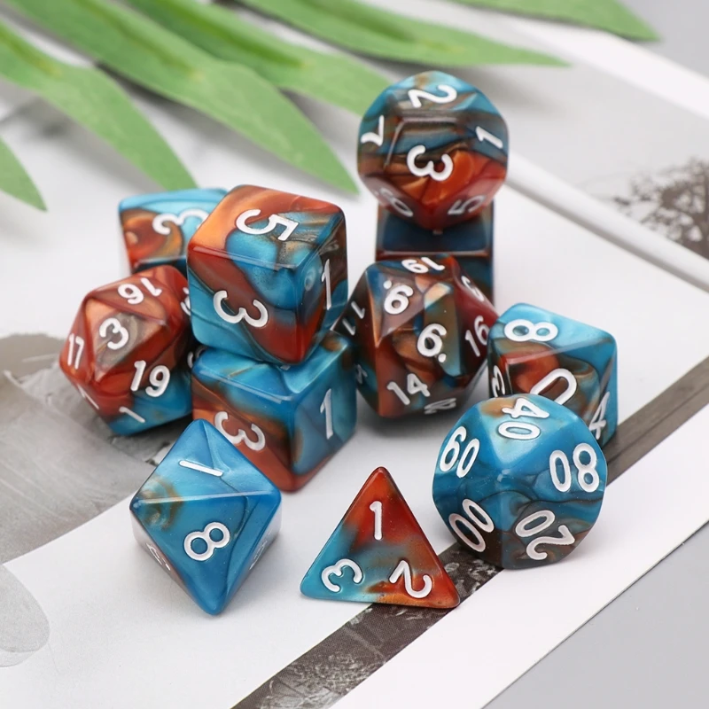 

11 шт. D4 D6 D8 D10 D12 D20 односторонние кубики для набора RPG DND D&D