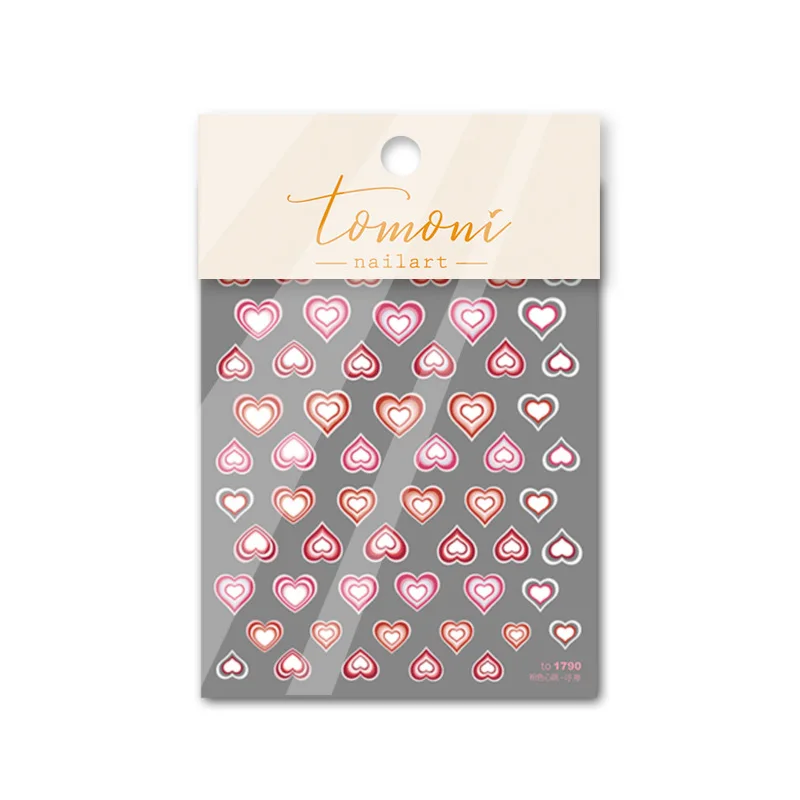 Декоративные наклейки для ногтей в форме сердца рельефный Декор 5D летние