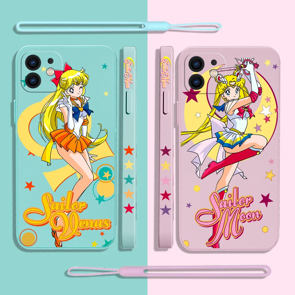 

Sailors Moons Phone Case For Samsung Galaxy S23 S22 S21 S20 Ultra Plus FE S10 4G S9 S10E Note 20 10 9 Plus With Lanyard Cover