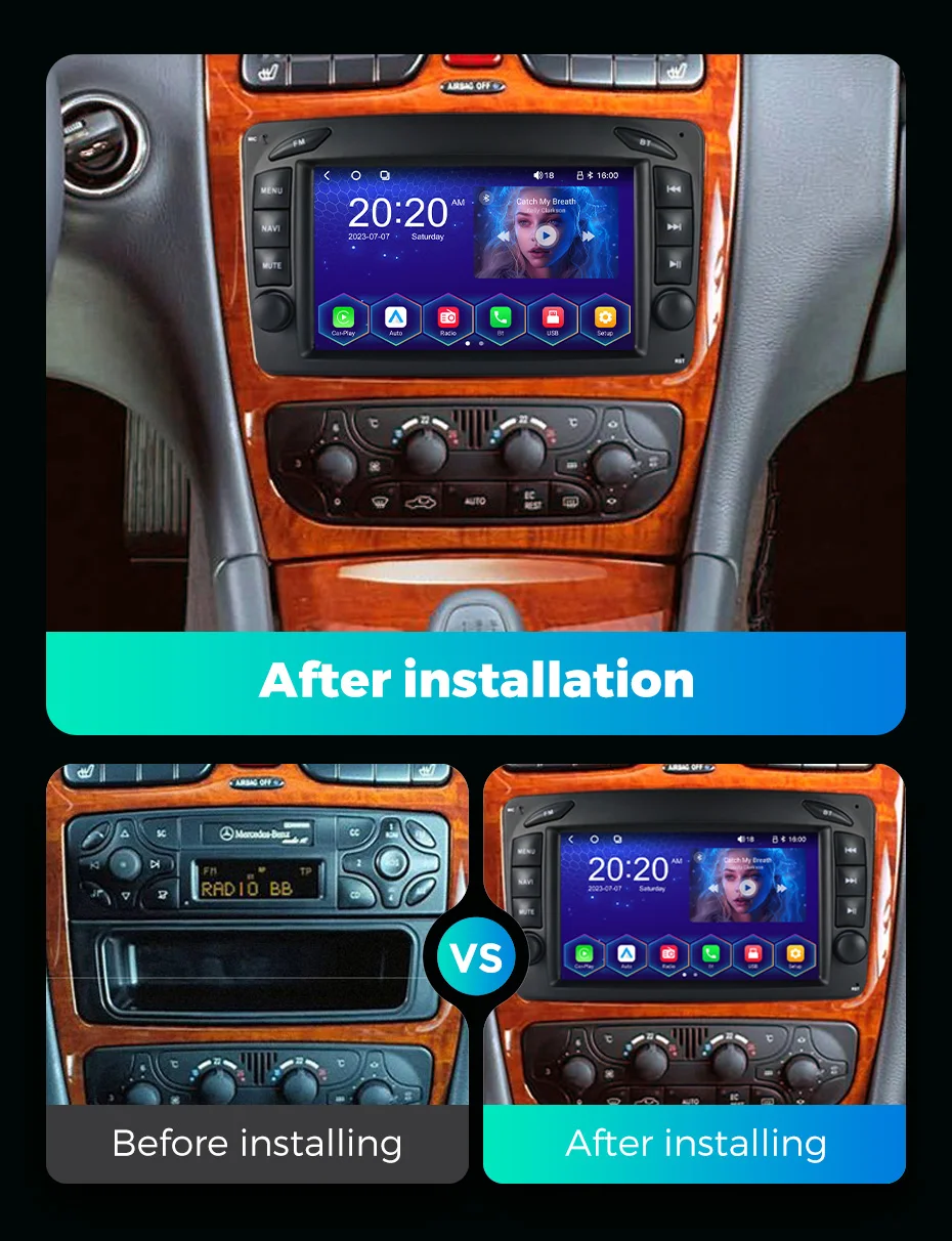 Автомобильный мультимедийный плеер NaviFly Automagnetico 2Din для Mercedes Benz со встроенным GPS