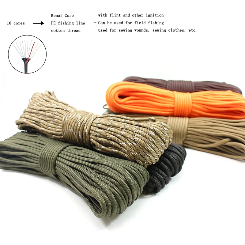 

550 31Meters Dia.4mm 10 stand Cores Paracord Lanyard Tent Rope for Survival Parachute Cord Camping Climbing Camping Rope Hiking