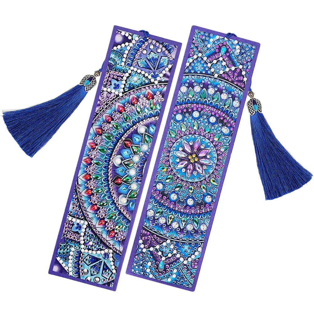 

2 Pcs Floral Decor Diamond Bookmarks Kit Rhinestone Pendant Floral Bookmarks DIY Bookmark Coloring Bookmarks Mandala