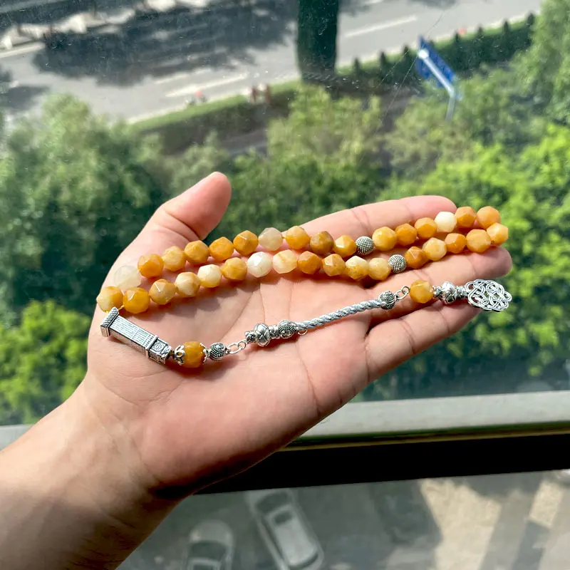 Фото Алмазный камень ALBASHAN Tasbih, натуральный кварцит, нефрит, мусульманские молитвенные бусины Gfit Misbaha 33 45 51 66 99 100, четки №3
