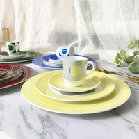 rainbow catwalk creative 10 inch tableware bone china coffee cup with saucer shallow plate set afternoon high end home gift