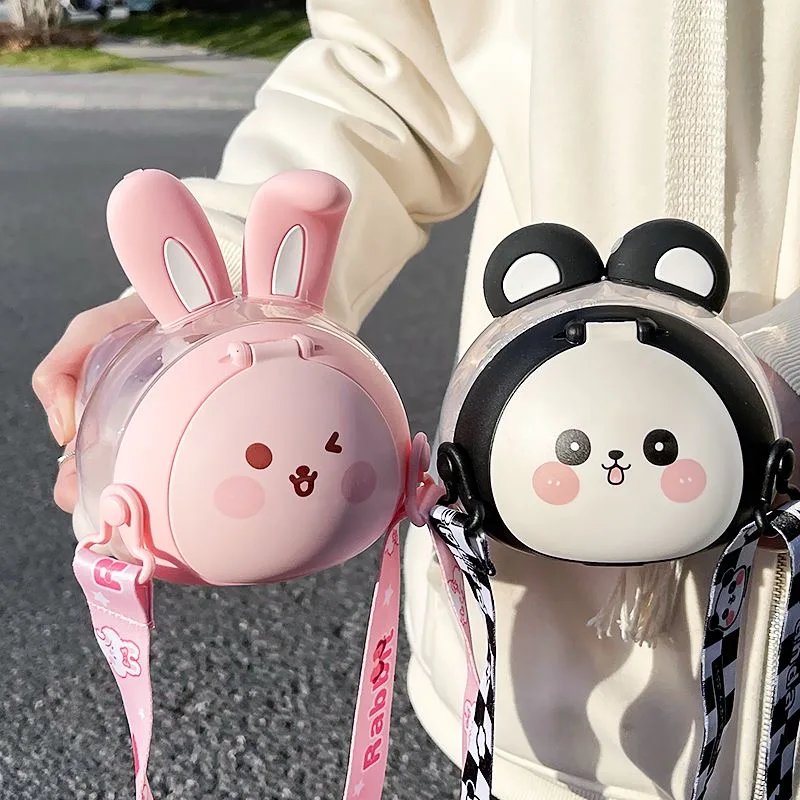 

800ML Kawaii Kids Water Bottle Summer Large Capacity Plastic Straw Drinking Cup Cartoon Children Water Cup For School Student