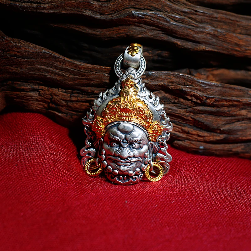

XiYuan Silver Color Huang Caishen Pendant for Men and Women Love Niche Handmade Buddha Statue Men's Necklace