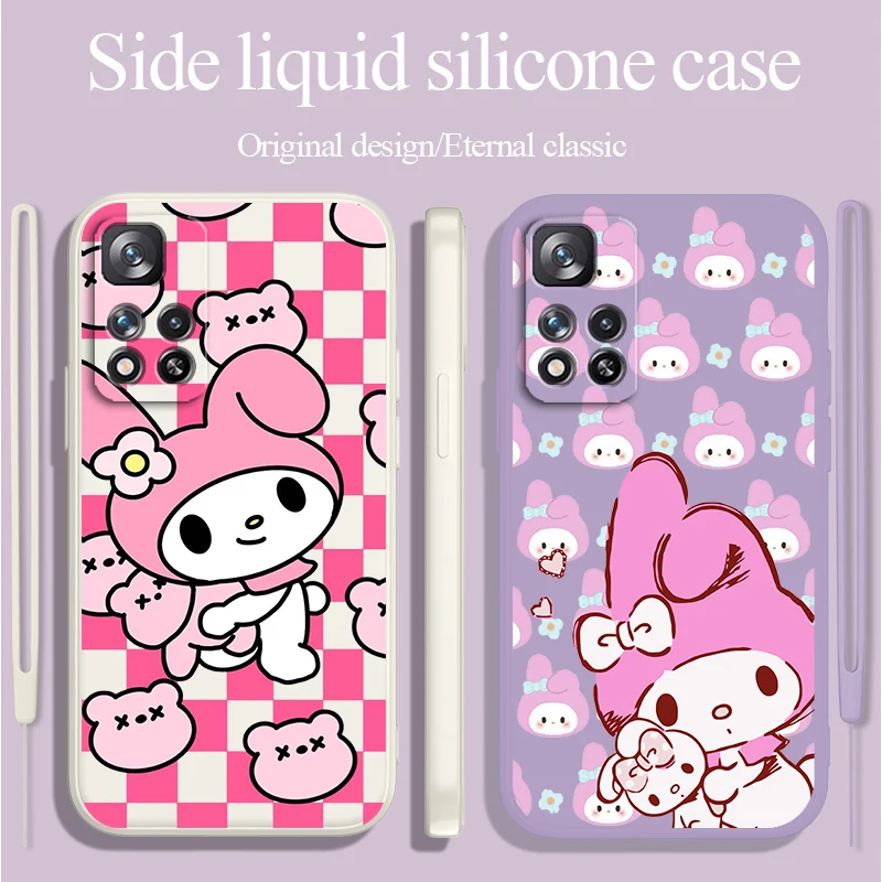 

Melody Sanrio Cute Girl Liquid Rope Phone Case For Xiaomi Redmi Note 11 11S 11T 10S 10 9S 9T 9 8T 8 Pro Plus 5G Cover Shell Capa