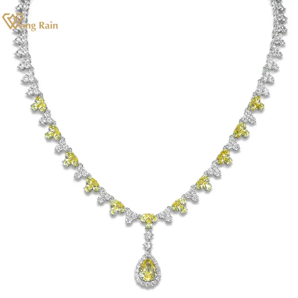 

Wong Rain 100% 925 Sterling Silver Crushed Ice Cut Citrine High Carbon Diamonds Gemstone Pendent Necklace Fine Jewelry Wholesale