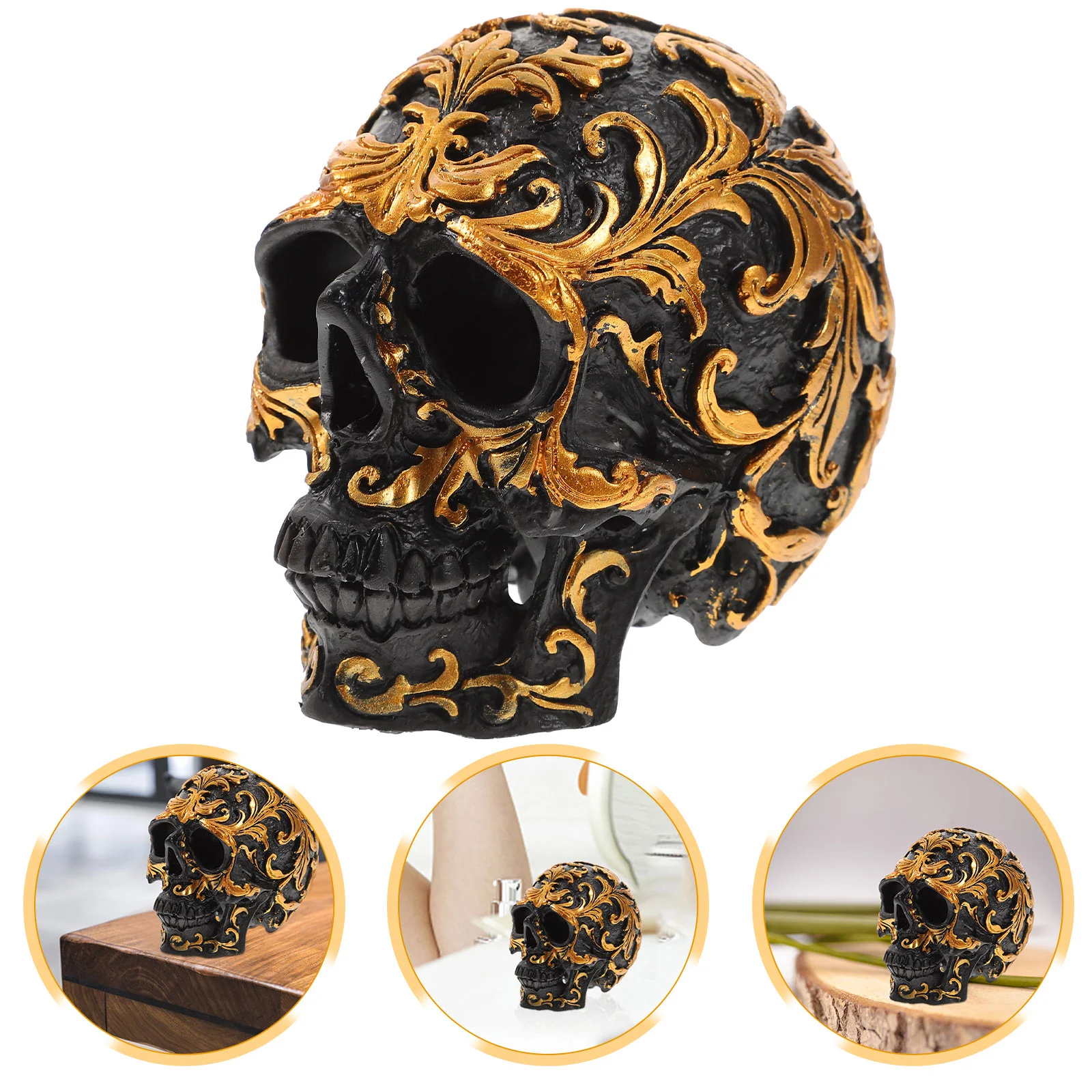 

Halloween Decor Head Statue Resin Humanblack Ornament Decorations Sculpture Desk Heads Minicollectible Horror Table