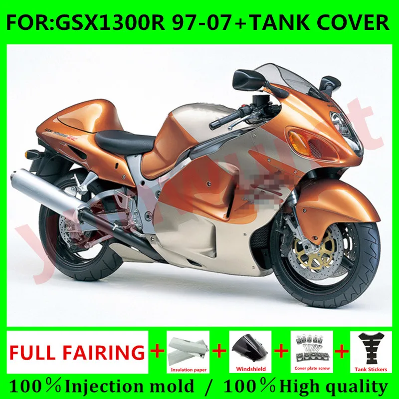 

Обтекатель для мотоцикла HAYABUSA + чехол для бака для Suzuki GSXR1300 03 04 05 06 07 GSX1300R 97 98 99 00 01 02 комплект обтекателей золотистого и серебристого цвета