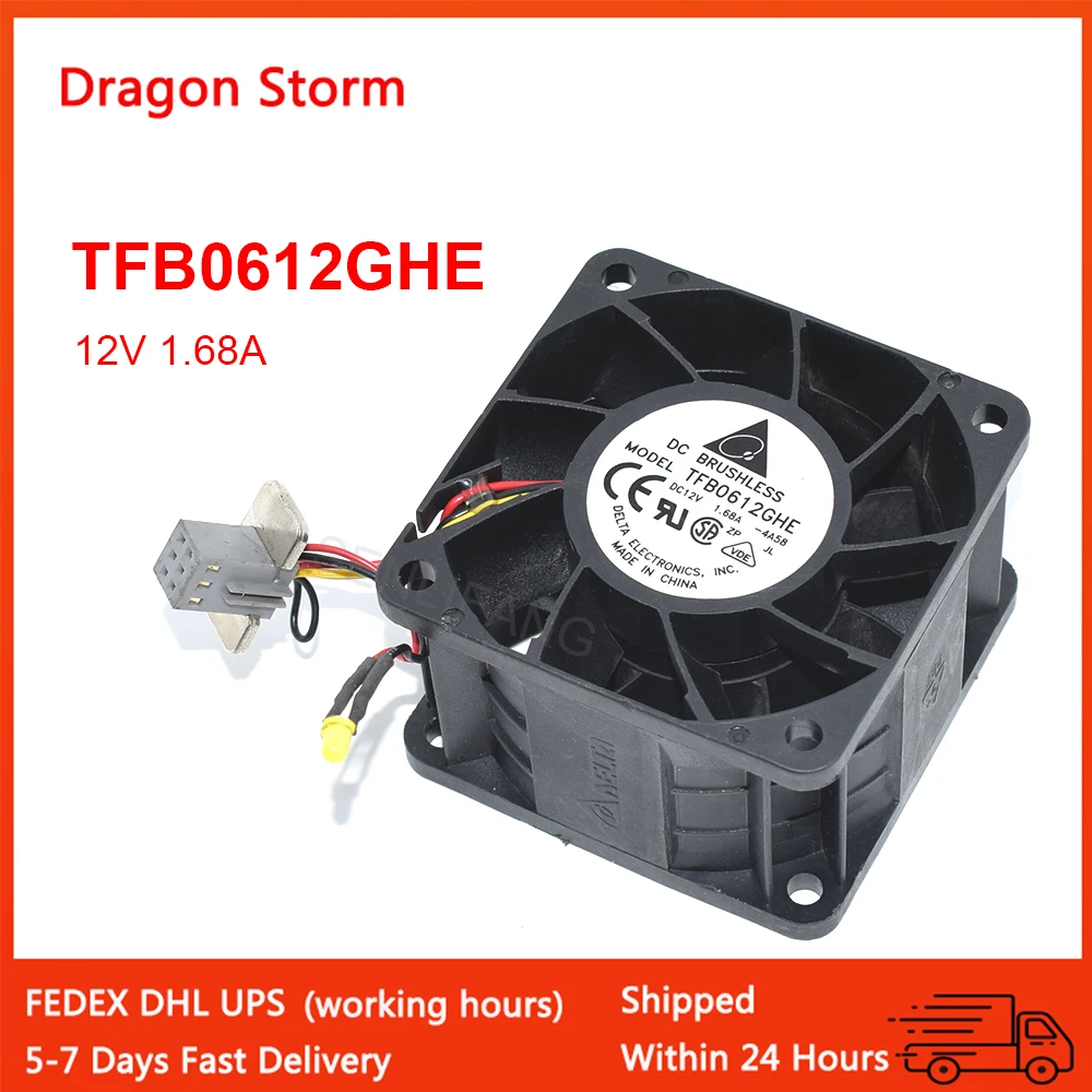 New For Delta 60*60*38mm 6cm DC12V 1.68A 20,16 W 6-контактный 3-проводной TFB0612GHE герметичная версия радиатора шасси вентилятор