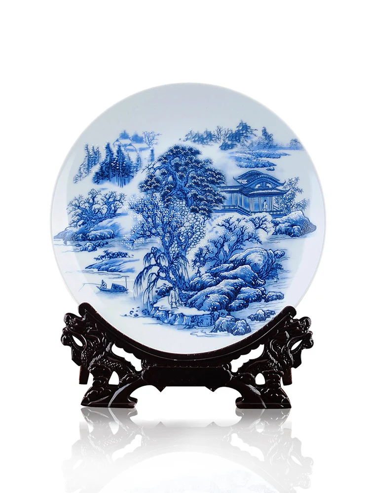 

Ceramic Decoration Porcelain Plate Pastel Blue and White Porcelain Decorative Plate Flower Plate Hanging Plate Modern Fashion