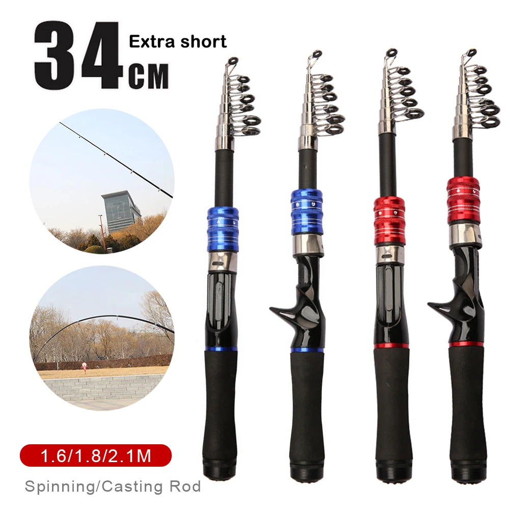 

1.6m/1.8m/2.1m Telescopic Fishing Rod Portable Carbon Spinning Casting Rod Carp Perch Fishing Freshwater Saltwater Accessories