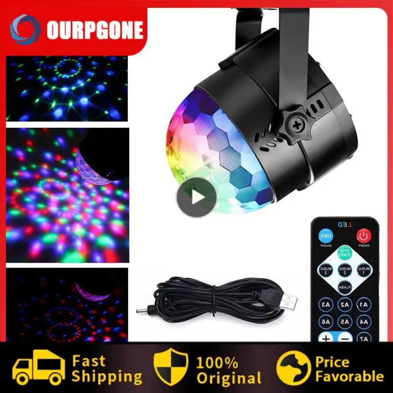 

Usb Plug-in Multi-color Changing Party Light Portable Ambient Light Sound Control Rbg Disco Ball Strobe Light Car Accessories